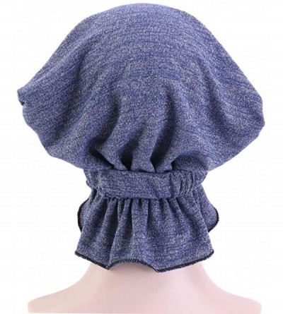 Skullies & Beanies 3Pack Cancer Headwear for Women Cotton Sleep Beanie Hat Cap - Dark Gray Khaki Navy Blue - CO198HEDXOX $16.07