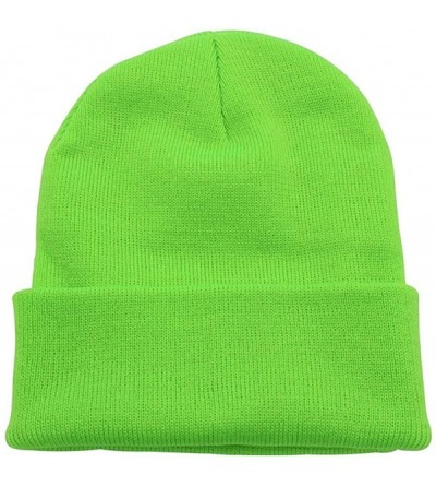 Skullies & Beanies Warm Winter Hat Knit Beanie Skull Cap Cuff Beanie Hat Winter Hats for Men - Lime - CG12NSBWTNY $6.47