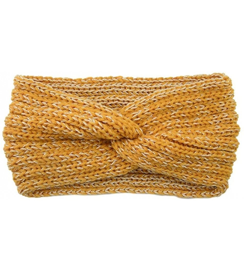 Headbands Women Twist Crochet Knitted Hair Band Headband Headwrap Headwear - Yellow - CD1928I5CWY $9.71