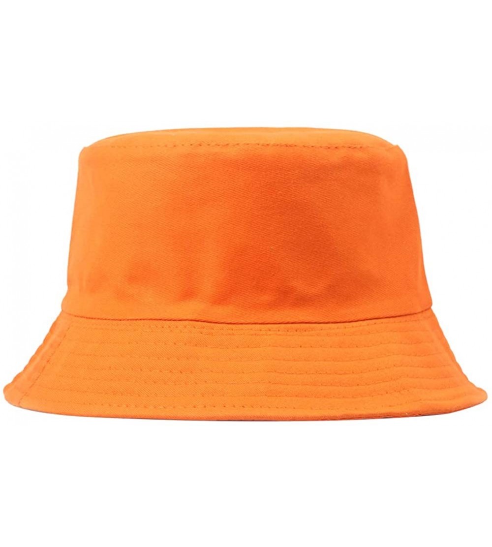 Bucket Hats Solid Color Fisherman Hat-Folding Sun Hat Outdoor Beach Travel Men Women Bucket Cap - Orange - C6194O0487U $5.93