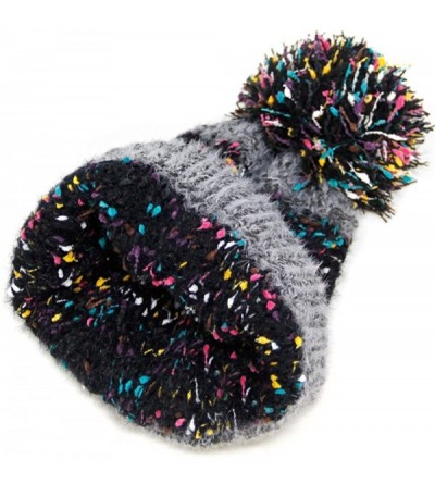 Skullies & Beanies Women Fashion Winter Fall Soft Knitted Multi Color Animal Print Cat Ear Beanie Hats - Sprinkles - Black - ...