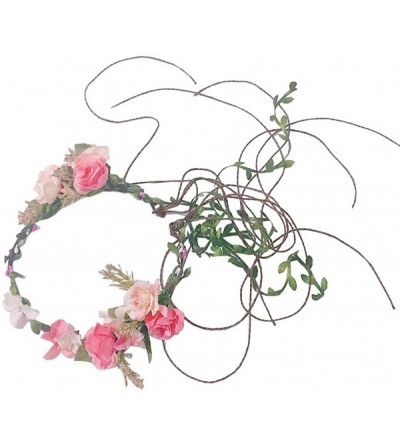 Headbands Adjustable Flower Crown Festivals Headbands Garland Girls Hair Wreath - A1lightpink - CB18R7XO2ZM $17.05