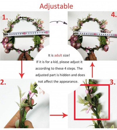 Headbands Adjustable Flower Crown Festivals Headbands Garland Girls Hair Wreath - A1lightpink - CB18R7XO2ZM $17.05