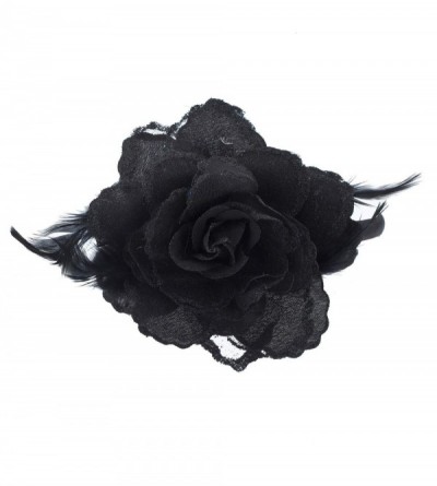 Headbands Black Fascinators Hat Ladies Cocktail Side Floral Glitter Feathers Fashion Headband - CK18IHKHSW5 $9.68