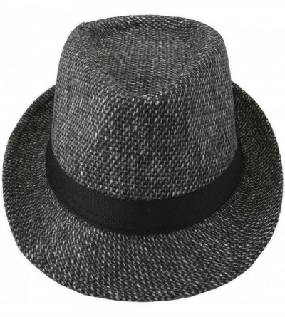 Fedoras Unisex Classic 20s Manhattan Cotton Twill Herringbone Trilby Fedora Hat with Band Casual Jazz Wool Cap - CU18GMX4HDK ...