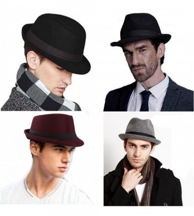 Fedoras Unisex Classic 20s Manhattan Cotton Twill Herringbone Trilby Fedora Hat with Band Casual Jazz Wool Cap - CU18GMX4HDK ...