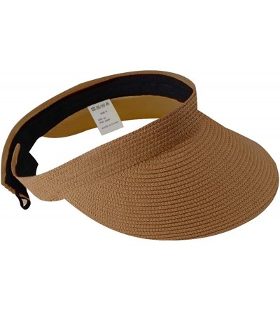 Visors Clip On Visor Womens Summer Sun Beach Hat UV Protection Sports Outdoor Wide Brim - Brown - CI194QQ84C5 $13.11