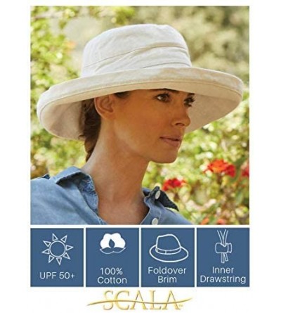 Sun Hats Women's Cotton Hat with Inner Drawstring and Upf 50+ Rating - White - CG1130G37FD $26.34