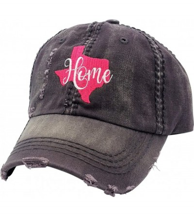 Baseball Caps Women's Texas Embroidered Baseball Cap- Home Design - Grey/Customized - CF18DOK0G39 $27.26