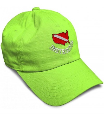 Baseball Caps Soft Baseball Cap Scuba Diving Instructor B Embroidery Dad Hats for Men & Women - Lime - CU18ZG2ZUGC $15.35