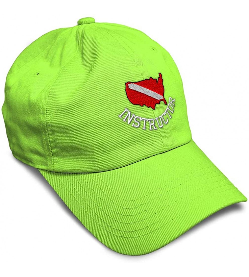 Baseball Caps Soft Baseball Cap Scuba Diving Instructor B Embroidery Dad Hats for Men & Women - Lime - CU18ZG2ZUGC $15.35