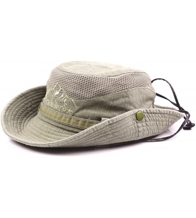 Sun Hats Mens Cotton Bucket Hat Summer Outdoor Boonie Climbing Mesh Breathable Sunshade Cap - Khaki - CD18DZZO9YD $10.59