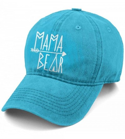 Baseball Caps Unisex Mama Bear Denim Hat Adjustable Washed Dyed Cotton Dad Baseball Caps - Print Logo Blue - CE18LZMA574 $11.06