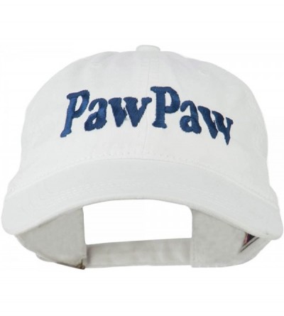 Baseball Caps Wording of Pawpaw Embroidered Washed Cap - White - CE11KNJE4TD $45.35
