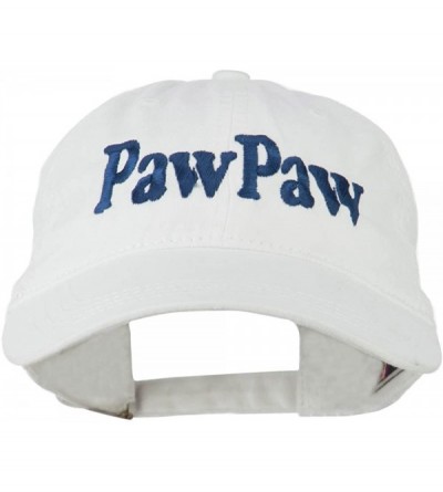 Baseball Caps Wording of Pawpaw Embroidered Washed Cap - White - CE11KNJE4TD $22.96