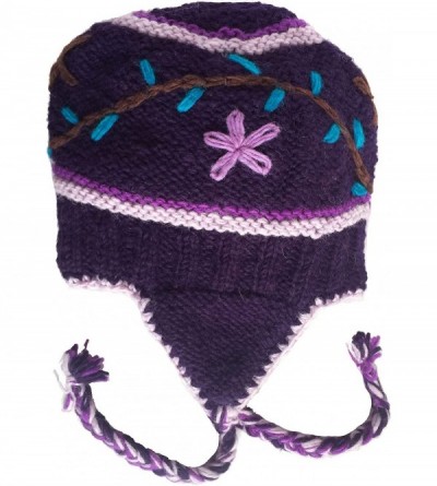 Skullies & Beanies Womens/Youth Wool Chullo Fleece Lined Ski Hat Toque Ear Flaps Knit Nepal Sherpa Peruvian Beanie - V-4 - CU...