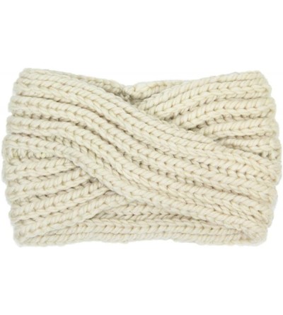 Headbands Women's Winter Knitted Headband Ear Warmer Head Wrap (Flower/Twisted/Checkered) - Ivory - C818HD64684 $20.67