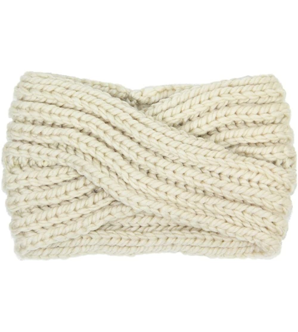 Headbands Women's Winter Knitted Headband Ear Warmer Head Wrap (Flower/Twisted/Checkered) - Ivory - C818HD64684 $9.87