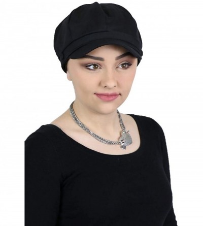 Newsboy Caps Newsboy Cap for Women Cabbie Summer Hats Ladies Small Heads Chemo Headwear Head Coverings Darby - Black - C418OZ...