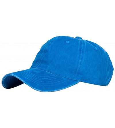 Baseball Caps Men's Baseball Cap Dad Hat Washed Distressed Easily Adjustable Unisex Plain Ponytai Trucker Hats - Blue - CE18Y...