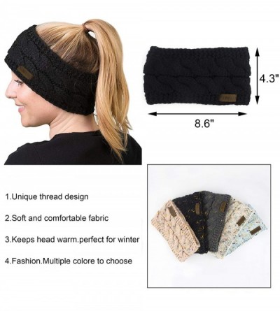 Cold Weather Headbands Women Winter Warm Headband Fuzzy Fleece Lined Thick Cable Knit Head Wrap Ear Warmer Black & Confetti B...