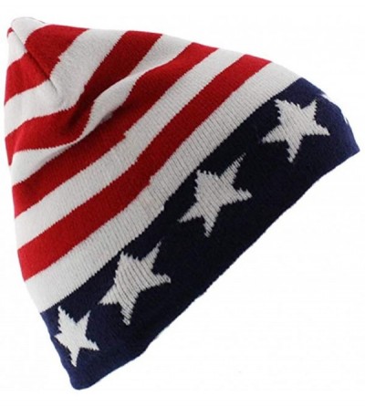 Skullies & Beanies Beanie Men Women - Unisex Cuffed Skull Knit Winter Hat Cap - Usa Colors - CL18L4MZKR6 $11.10