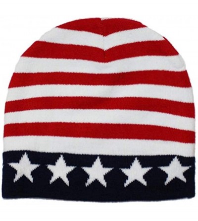 Skullies & Beanies Beanie Men Women - Unisex Cuffed Skull Knit Winter Hat Cap - Usa Colors - CL18L4MZKR6 $11.10