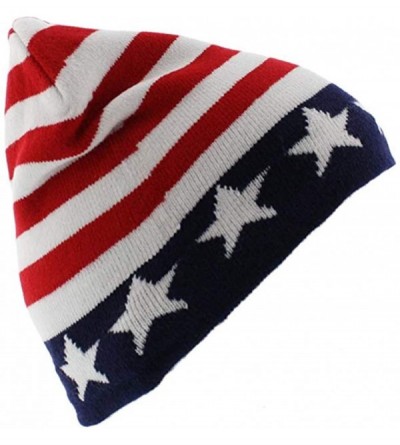 Skullies & Beanies Beanie Men Women - Unisex Cuffed Skull Knit Winter Hat Cap - Usa Colors - CL18L4MZKR6 $11.10