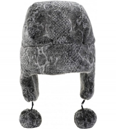 Bomber Hats Women's Snakeskin Print Faux Fur Ushanka Hat Winter Russian Trapper Hat for Skiing Earflap - Grey - CL18XLXYDAW $...