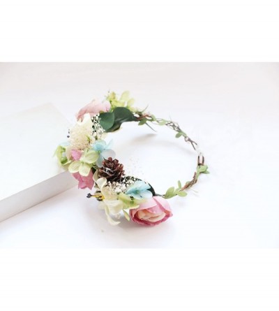 Headbands Handmade Adjustable Flower Wreath Headband Halo Floral Crown Garland Headpiece Wedding Festival Party - CW18SIXALXY...
