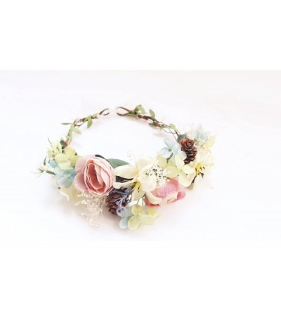 Headbands Handmade Adjustable Flower Wreath Headband Halo Floral Crown Garland Headpiece Wedding Festival Party - CW18SIXALXY...