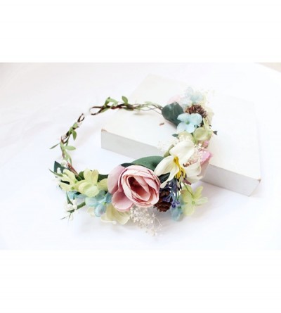 Headbands Handmade Adjustable Flower Wreath Headband Halo Floral Crown Garland Headpiece Wedding Festival Party - CW18SIXALXY...