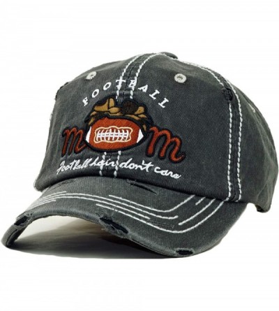 Baseball Caps Vintage Ball Caps for Women Mama Bear Dog Mom Washed Cap - Football Mom- Black - C018ZYESRI7 $20.32