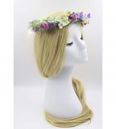 Headbands Flower Garland Crown Wreath Boho Floral Headband Halo Headpiece with Adjustable Ribbon for Wedding Party (13) - C81...