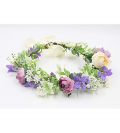 Headbands Flower Garland Crown Wreath Boho Floral Headband Halo Headpiece with Adjustable Ribbon for Wedding Party (13) - C81...