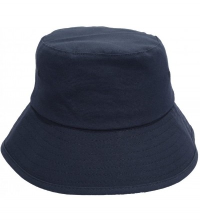 Sun Hats Bucket Hats for Men Women- Packable Outdoor Sun Hat Travel Fishing Cap - Navy Blue(solid Color) - CG18EXO7QEN $10.34