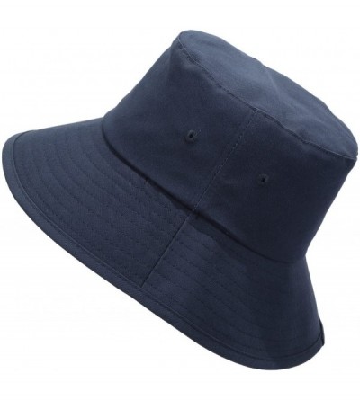 Sun Hats Bucket Hats for Men Women- Packable Outdoor Sun Hat Travel Fishing Cap - Navy Blue(solid Color) - CG18EXO7QEN $10.34