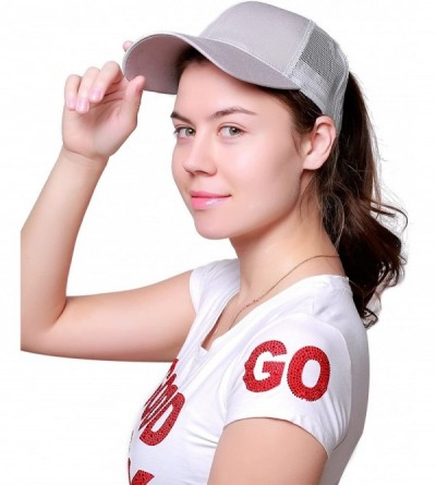 Baseball Caps Ponytail Messy Buns Trucker Ponycaps Plain Baseball Visor Cap Dad Hat - Grey+white - CZ18E5H6C4S $16.75