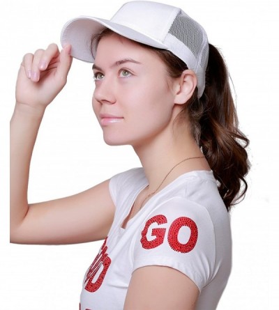 Baseball Caps Ponytail Messy Buns Trucker Ponycaps Plain Baseball Visor Cap Dad Hat - Grey+white - CZ18E5H6C4S $16.75