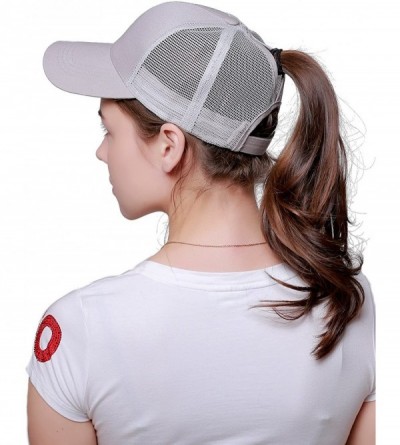 Baseball Caps Ponytail Messy Buns Trucker Ponycaps Plain Baseball Visor Cap Dad Hat - Grey+white - CZ18E5H6C4S $16.75