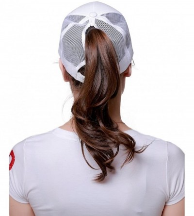 Baseball Caps Ponytail Messy Buns Trucker Ponycaps Plain Baseball Visor Cap Dad Hat - Grey+white - CZ18E5H6C4S $16.75