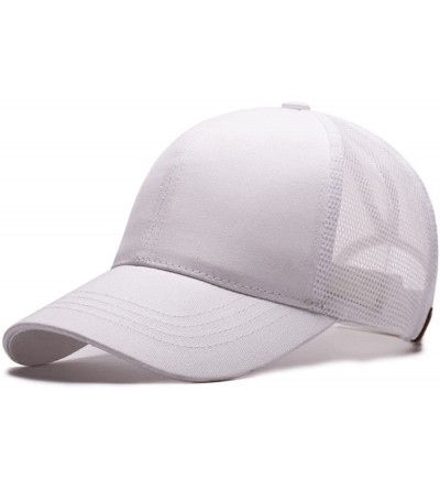 Baseball Caps Ponytail Messy Buns Trucker Ponycaps Plain Baseball Visor Cap Dad Hat - Grey+white - CZ18E5H6C4S $16.75