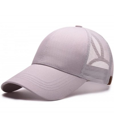 Baseball Caps Ponytail Messy Buns Trucker Ponycaps Plain Baseball Visor Cap Dad Hat - Grey+white - CZ18E5H6C4S $16.75