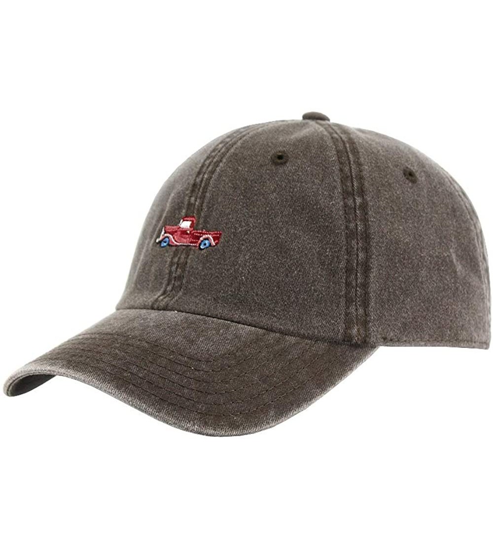 Baseball Caps Vintage Washed Cotton Adjustable Dad Hat Baseball Cap - Rt Brown - CB12MO8RD4X $13.02