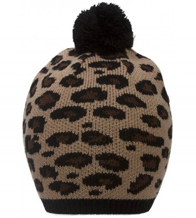 Skullies & Beanies Leopard Print Winter Beanie w/Pom - CV12CF6XYHT $9.98