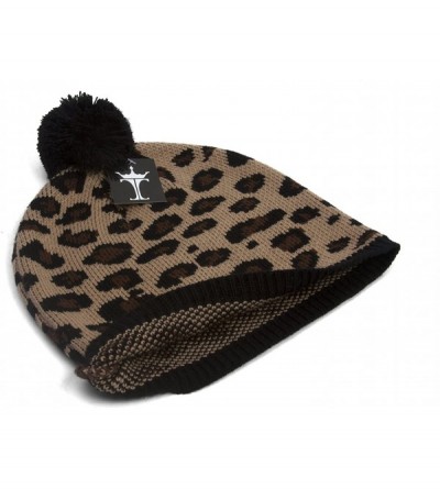 Skullies & Beanies Leopard Print Winter Beanie w/Pom - CV12CF6XYHT $9.98