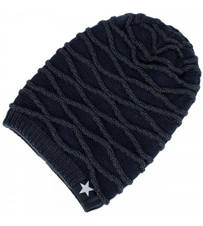 Skullies & Beanies Men Winter Skull Cap Beanie Large Knit Hat with Thick Fleece Lined Daily - A - Grey - CA18ZD6H6MC $19.41