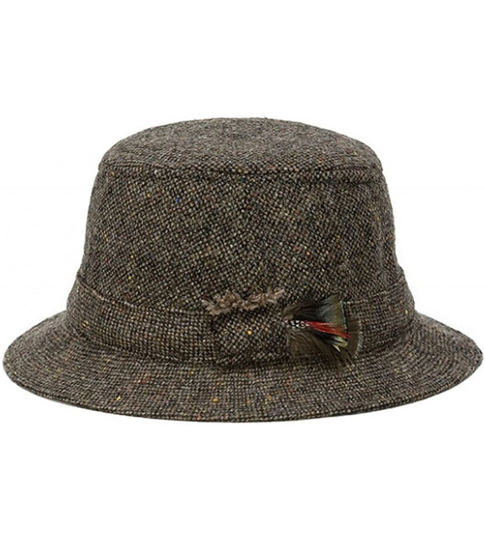 Newsboy Caps Men's Donegal Tweed Original Irish Walking Hat - Brown Salt & Pepper - CX12COGBI5P $61.36