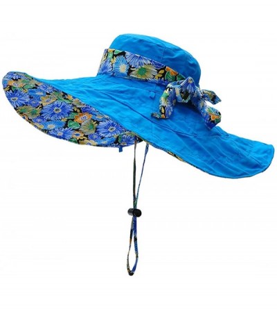 Sun Hats Womens Summer Flap Cover Cap Cotton Anti-UV UPF 50+ Sun Shade Hat Folding Sun Hat Beach Cap - Blue - CS18368AGKQ $14.67