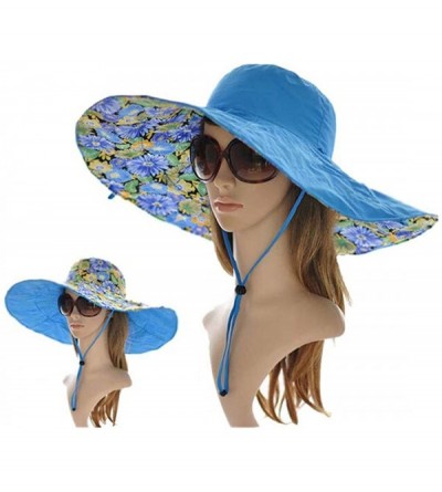 Sun Hats Womens Summer Flap Cover Cap Cotton Anti-UV UPF 50+ Sun Shade Hat Folding Sun Hat Beach Cap - Blue - CS18368AGKQ $14.67